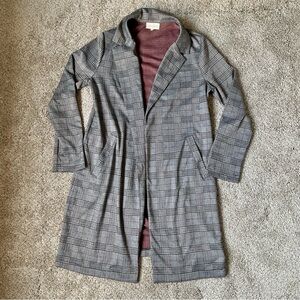 MELLODAY women’s plaid Gray Checkered winter Trench Coat pockets - size small